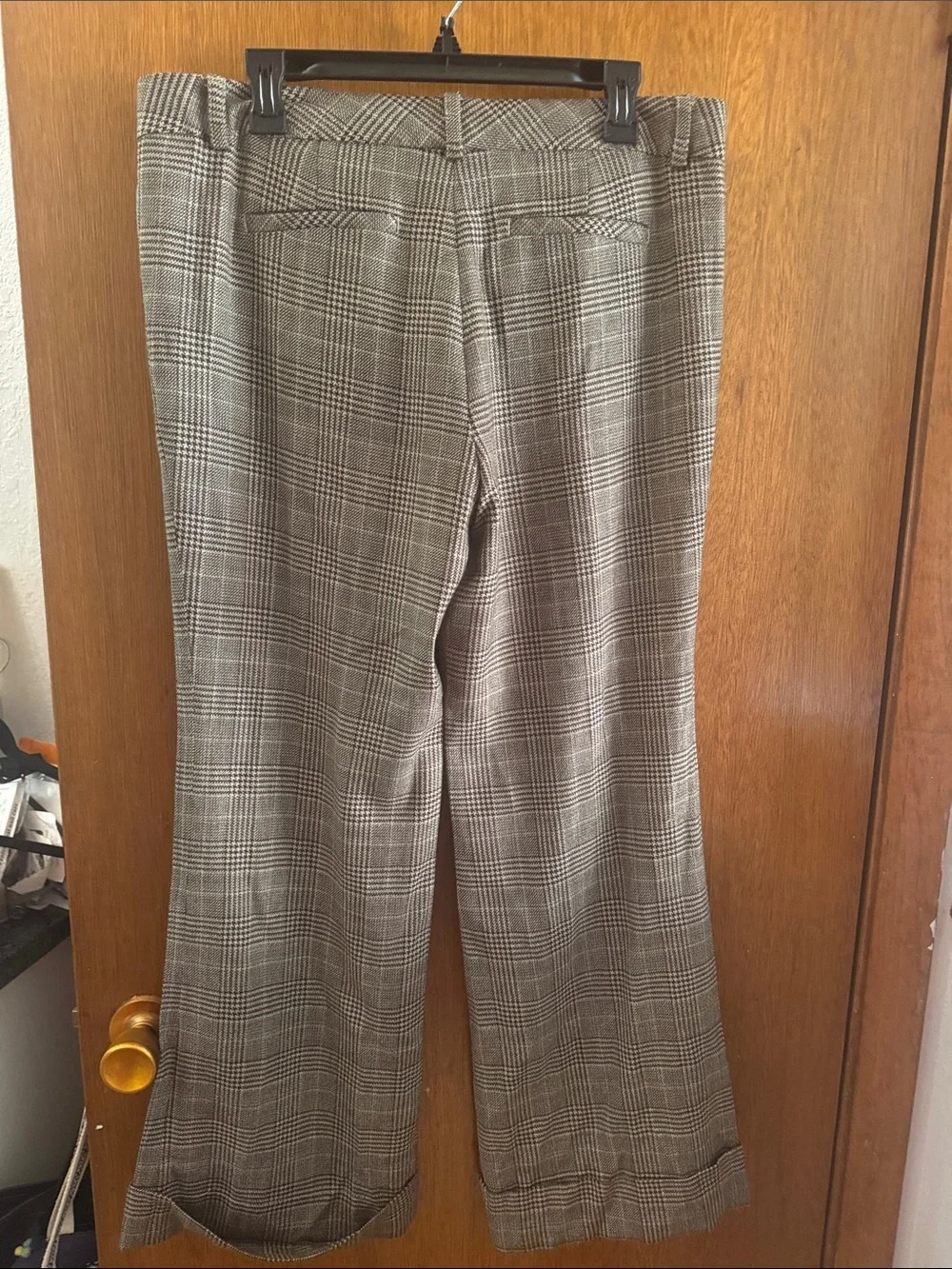 J. Crew Glen Plaid Wide-Leg Trousers in Gray